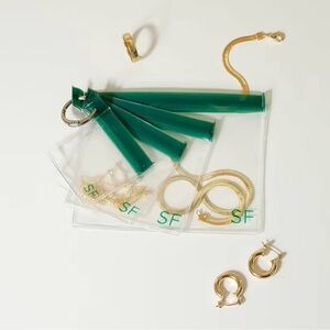 Sterling Forever Jewelry Organizing Pouches Set of Four - Clear Travel Green
